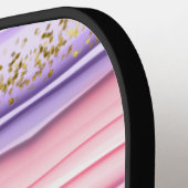 Kute Girly Pink & Paarse Monogram Glitter Sparkle Pickleball Paddle (Links Detail)