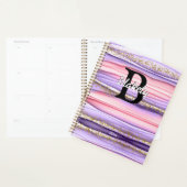 Kute Girly Pink & Paarse Monogram Glitter Sparkle Planner (Display)