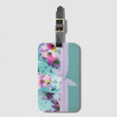 Kute Girly Polka Dots, bloeiende bloemen bloemen Bagagelabel (Voorkant (verticaal))