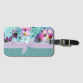 Kute Girly Polka Dots, bloeiende bloemen bloemen Bagagelabel (Voorkant (horizontaal))