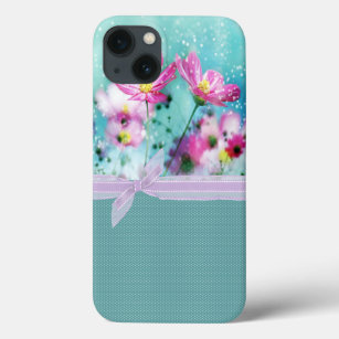 Kute Girly Polka Dots, bloeiende bloemen bloemen iPhone 13 Hoesje