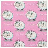 Kute Girly Sheep Pattern met naam op Roze Stof (Swatch)