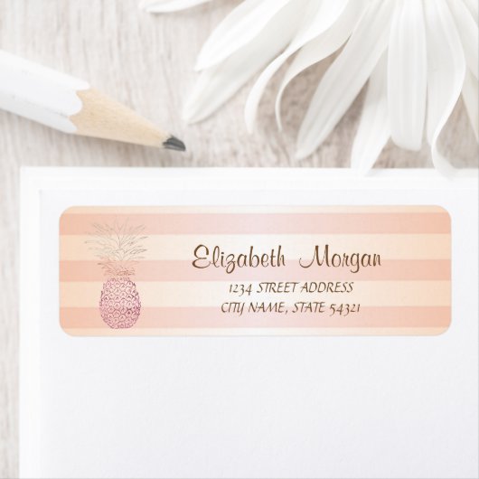 Kute Girly Striped, Pineapple Address Label (Insitu)