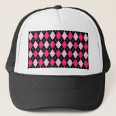 Kute girly trendy Argyle-patroon warm en zacht roz Trucker Pet (Voorkant)
