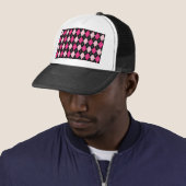 Kute girly trendy Argyle-patroon warm en zacht roz Trucker Pet (In situ)