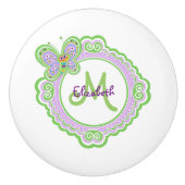 Kute glimlach Butterfly Monogram Keramische Knop (Voorkant)