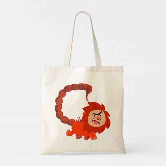 Kute glimlach Cartoon Manticore Canvas tas (Achterkant)