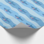 Kute glimlach Cartoon Shark and Waves Giftwrap Cadeaupapier (Hoek)