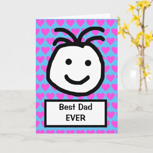 Kute glimlach Face Beste pap op vaderdag Kaart (Gele Bloem)