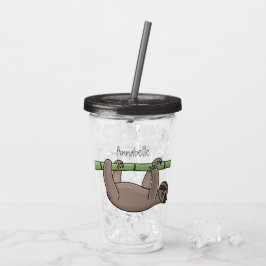 Kute glimlach op bamboe cartoon afbeelding acryl drinkbeker