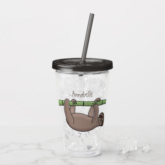 Kute glimlach op bamboe cartoon afbeelding acryl drinkbeker (Achterkant ijs)