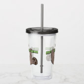 Kute glimlach op bamboe cartoon afbeelding acryl drinkbeker (Rechts)