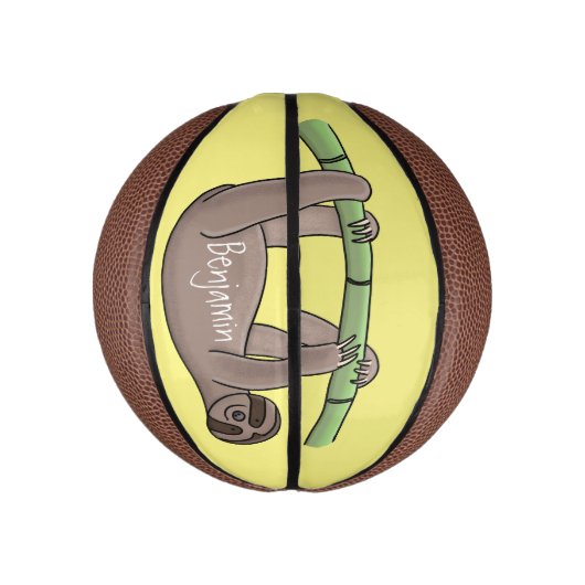 Kute glimlach op bamboe cartoon afbeelding basketbal (Verticaal)