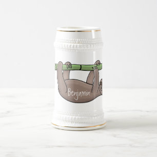 Kute glimlach op bamboe cartoon afbeelding bierpul