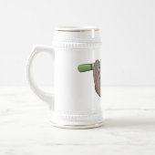 Kute glimlach op bamboe cartoon afbeelding bierpul (Links)