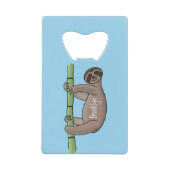 Kute glimlach op bamboe cartoon afbeelding creditkaart flessenopener (Voorkant)