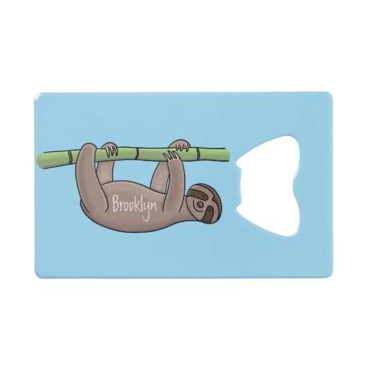 Kute glimlach op bamboe cartoon afbeelding creditkaart flessenopener (Voorkant (Horizontaal))