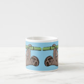 Kute glimlach op bamboe cartoon afbeelding espresso kop (Voorkant)