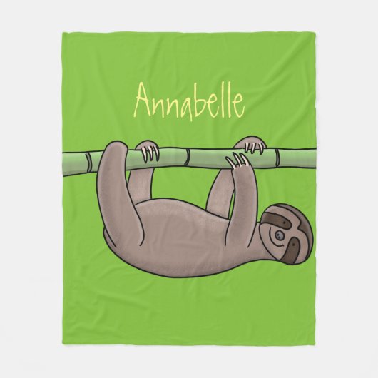 Kute glimlach op bamboe cartoon afbeelding fleece deken (Voorkant)