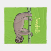 Kute glimlach op bamboe cartoon afbeelding fleece deken (Voorkant (Horizontaal))