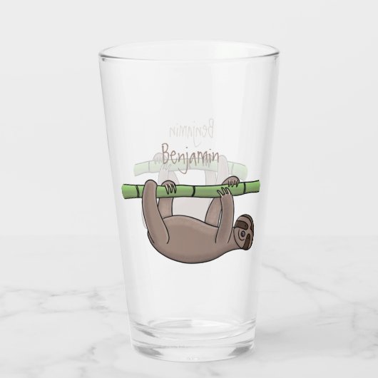 Kute glimlach op bamboe cartoon afbeelding glas (Achterkant)