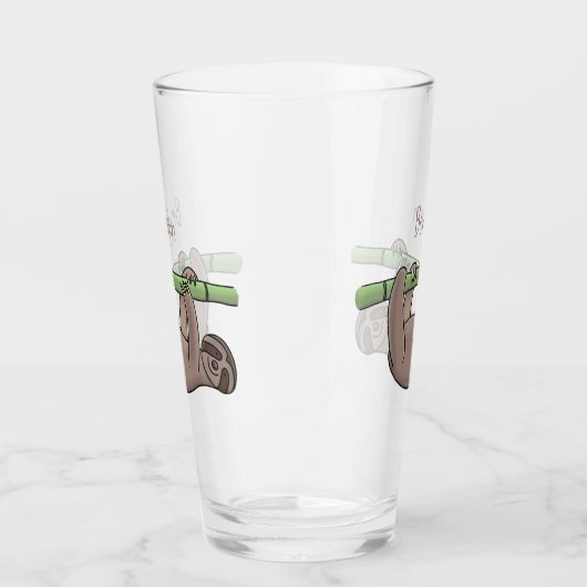 Kute glimlach op bamboe cartoon afbeelding glas (Rechts)