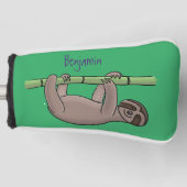 Kute glimlach op bamboe cartoon afbeelding golfheadcover (Voorkant)