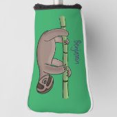 Kute glimlach op bamboe cartoon afbeelding golfheadcover (Draai 90)