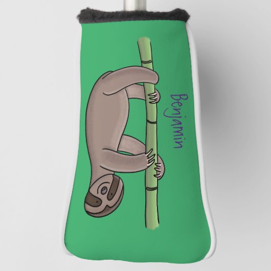 Kute glimlach op bamboe cartoon afbeelding golfheadcover (Draai 90)