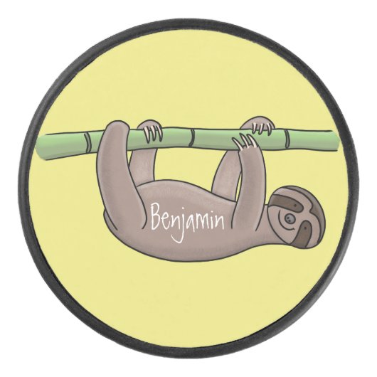 Kute glimlach op bamboe cartoon afbeelding hockey puck (Voorkant)