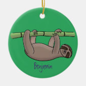 Kute glimlach op bamboe cartoon afbeelding keramisch ornament (Voorkant)