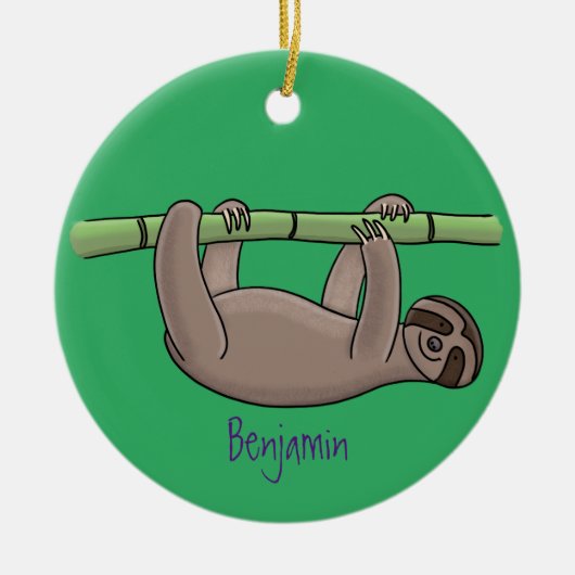 Kute glimlach op bamboe cartoon afbeelding keramisch ornament (Voorkant)