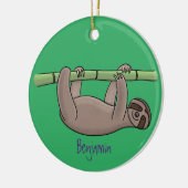 Kute glimlach op bamboe cartoon afbeelding keramisch ornament (Links)