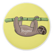 Kute glimlach op bamboe cartoon afbeelding keramische knop (Voorkant)