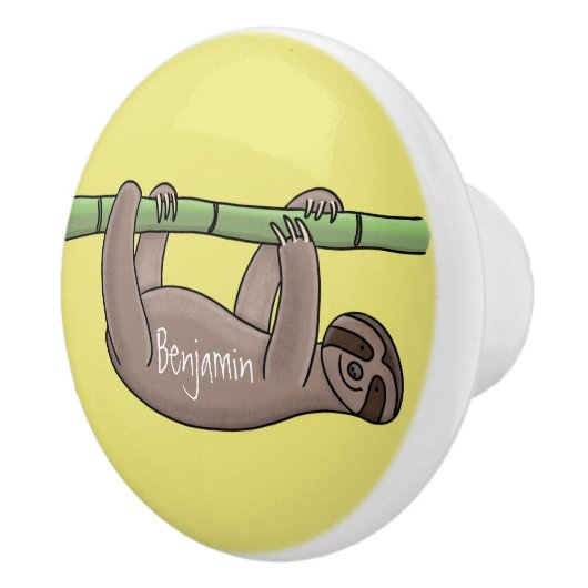 Kute glimlach op bamboe cartoon afbeelding keramische knop (Rechts)