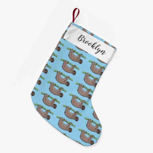 Kute glimlach op bamboe cartoon afbeelding kleine kerstsok (Voorkant (Hangend))