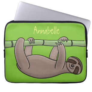 Kute glimlach op bamboe cartoon afbeelding laptop sleeve