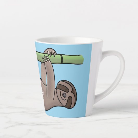 Kute glimlach op bamboe cartoon afbeelding latte mok (Rechts)