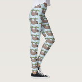 Kute glimlach op bamboe cartoon afbeelding leggings (Rechts)
