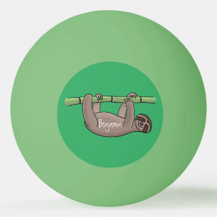 Kute glimlach op bamboe cartoon afbeelding pingpongbal