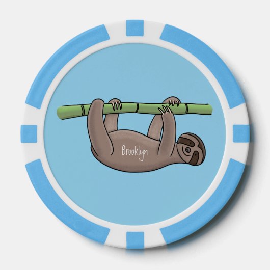 Kute glimlach op bamboe cartoon afbeelding poker chips (Voorkant)