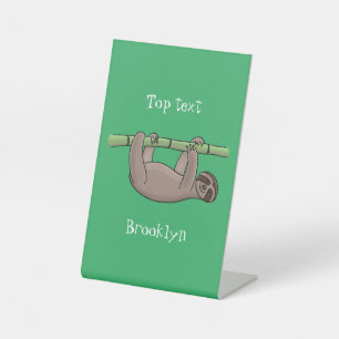 Kute glimlach op bamboe cartoon afbeelding reclamebord met voetstuk