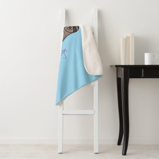 Kute glimlach op bamboe cartoon afbeelding sherpa deken (In situ)