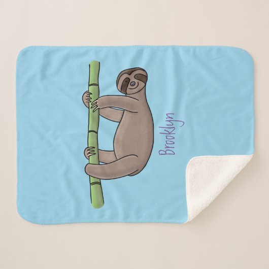 Kute glimlach op bamboe cartoon afbeelding sherpa deken (Voorkant (horizontaal))