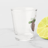 Kute glimlach op bamboe cartoon afbeelding shot glas (Links)