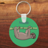 Kute glimlach op bamboe cartoon afbeelding sleutelhanger (Voorkant)