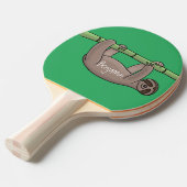 Kute glimlach op bamboe cartoon afbeelding tafeltennisbatje (Voorkant Gekanteld)