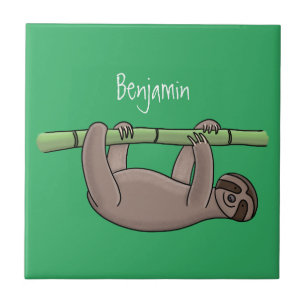 Kute glimlach op bamboe cartoon afbeelding tegeltje