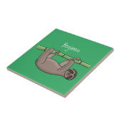 Kute glimlach op bamboe cartoon afbeelding tegeltje (Zijkant)