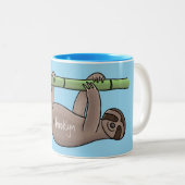 Kute glimlach op bamboe cartoon afbeelding tweekleurige koffiemok (Voorkant rechts)